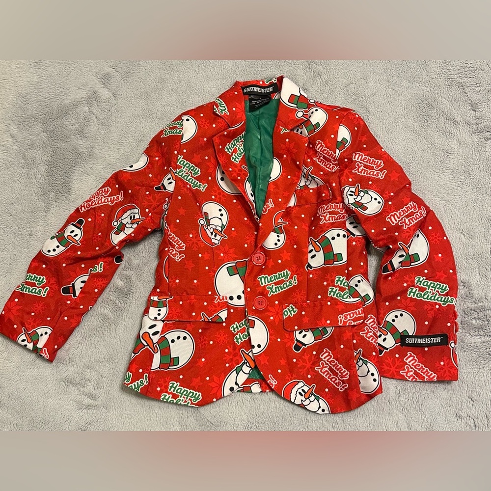 Suitmeister youth small blazer Christmas Snowman’s Merry Xmas! 4-6Y Suit Jacket